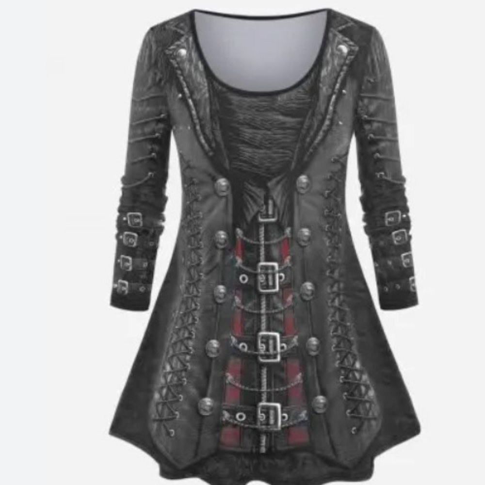 Gothic Punk Long Sleeve 3D Print T-shirt